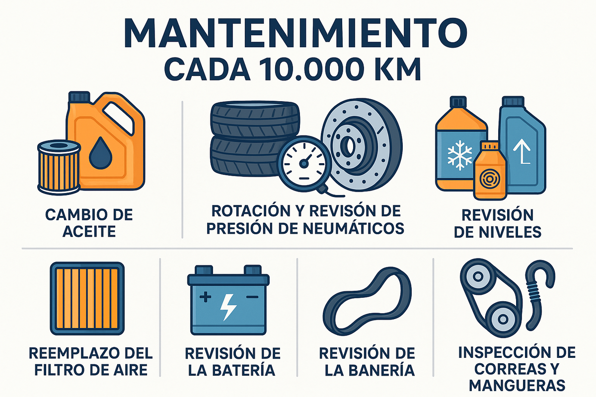 Tipos de mantenciones de un auto cada 10.000 kilometros